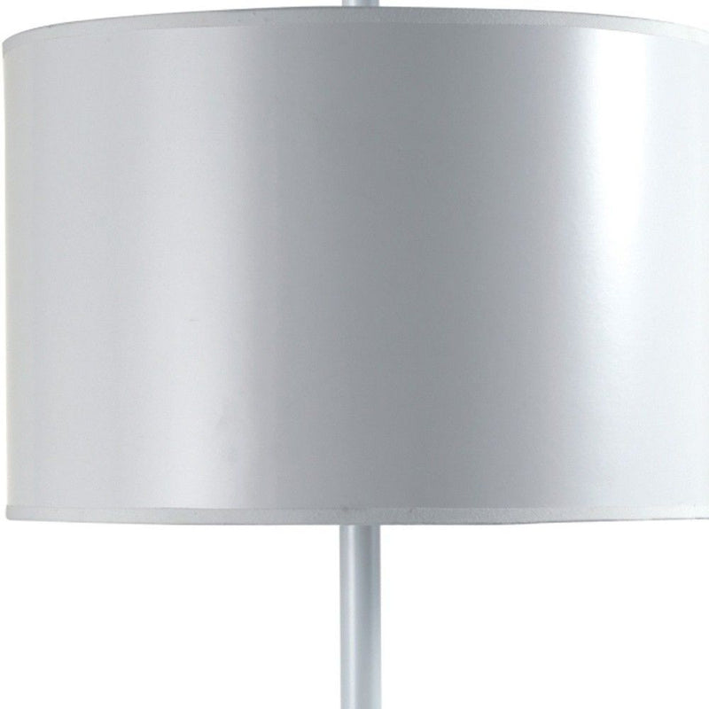 Metal Table Lamp With White Classic Drum Shade - White