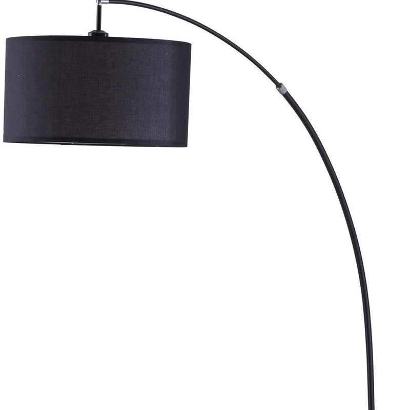 Sleek Arc Floor Lamp With Black Drum Shade - Black