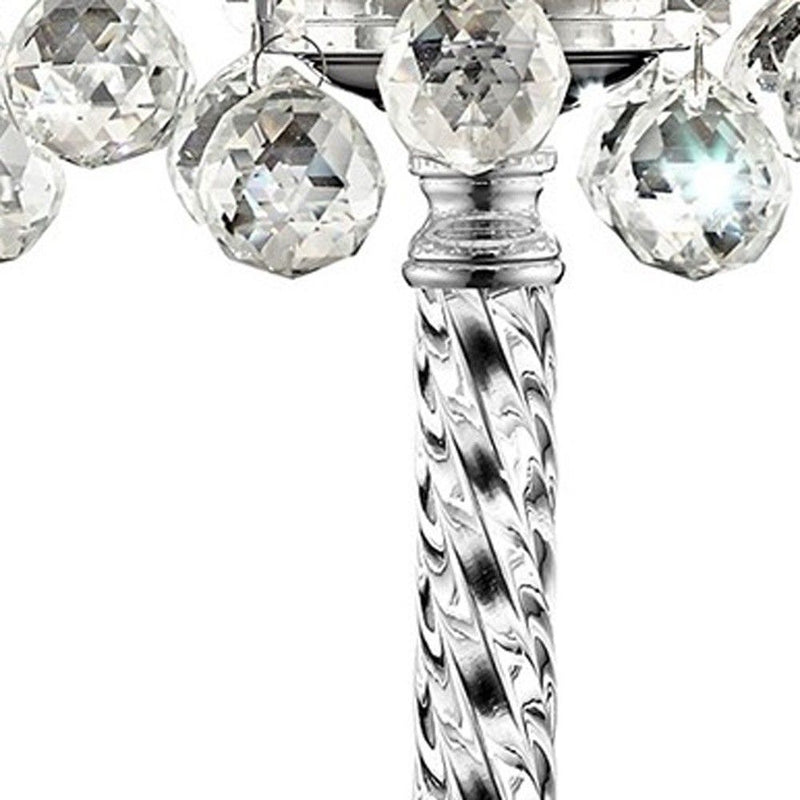 Chic Tall Table Lamp With Crystal Accents And Silver Shade - Silver