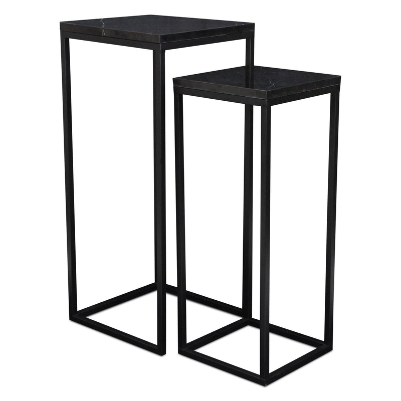 Marble Square Nested Tables (Set of 2) - Black