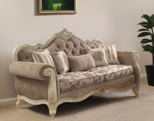 Load image into Gallery viewer, Velvet Floral Sofa And Toss Pillows With Beige Legs - Gray
