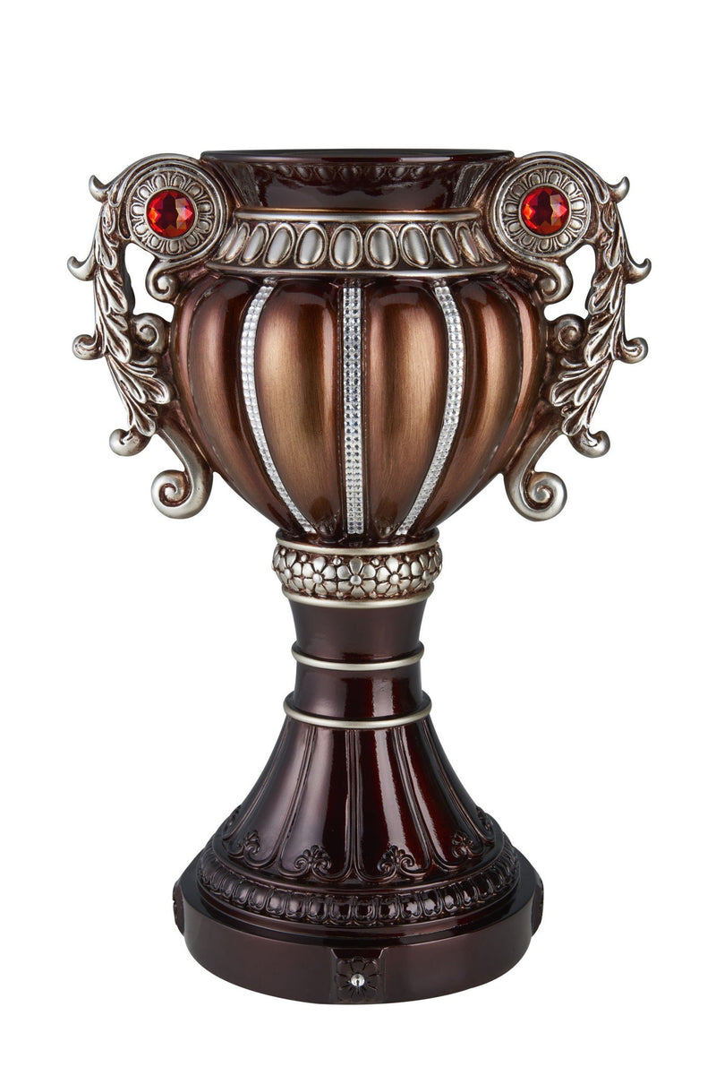 Floral Urn Poly Table Vase With Stones - Bronze / Silver