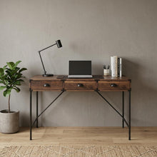 Load image into Gallery viewer, Wall Mounted H-Shape Writing Desk With Three Drawers - Brown
