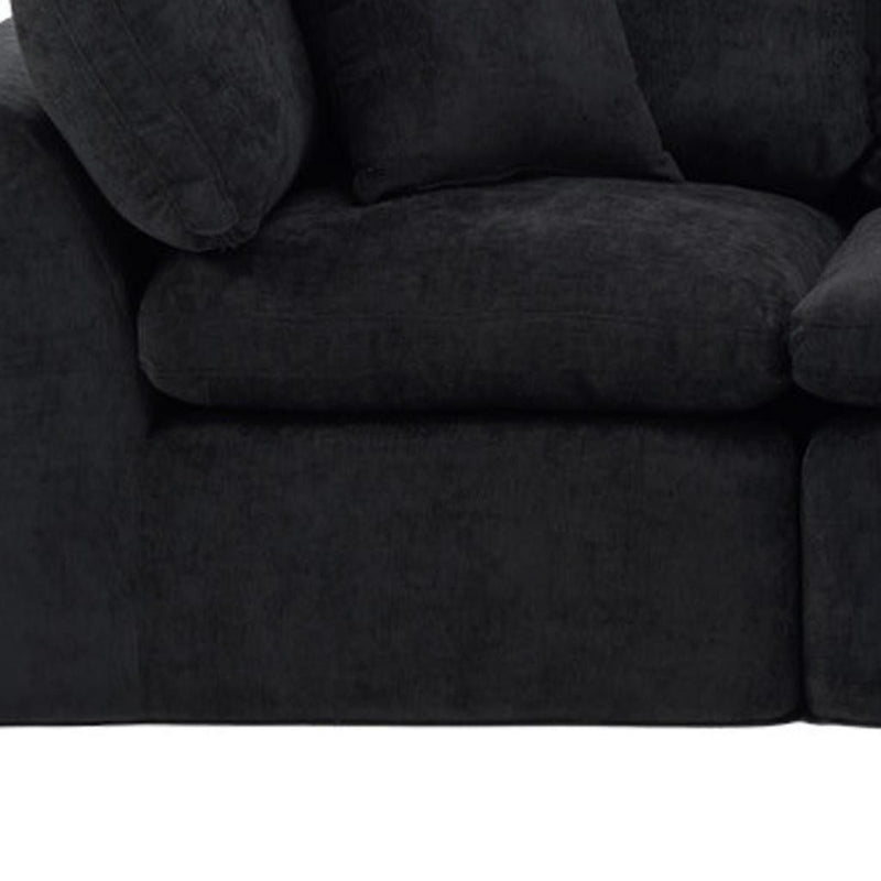 Chenille Modular Sofa Chaise With Ottoman Toss Pillows (725200) - Black