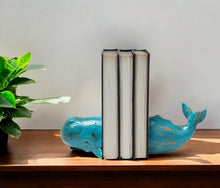 Load image into Gallery viewer, Whale Decorative Bookends (Set of 2) - Aqua
