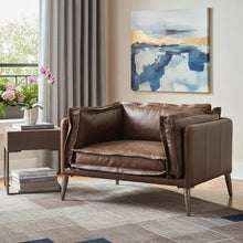 Load image into Gallery viewer, Top Grain Leather And Black Chair And A Half 47" - Distress Chocolate
