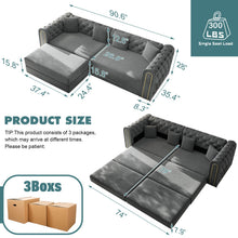 Load image into Gallery viewer, 3-In-1 Convertible Sleeper Sofa With Movable Ottoman For Living Room
