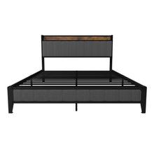 Load image into Gallery viewer, Bed With Charging Station, American Design Upholstered Headboard, Metal Platform
