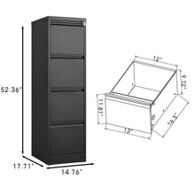 Load image into Gallery viewer, Durable Metal 3 Drawer File Cabinet With Lock For Office Storage
