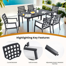 Load image into Gallery viewer, Modern Classic Outdoor Patio Dining Set, Rectangular Table &amp; Dining Chairs, Rust Free, Weather Resistant
