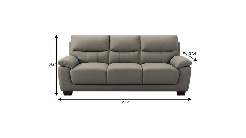 Faux Leather Sofa With Dark Brown Legs - Gray