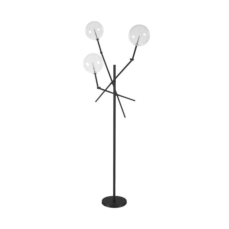 Tri Globe Contemporary Metal Floor Lamp - Black