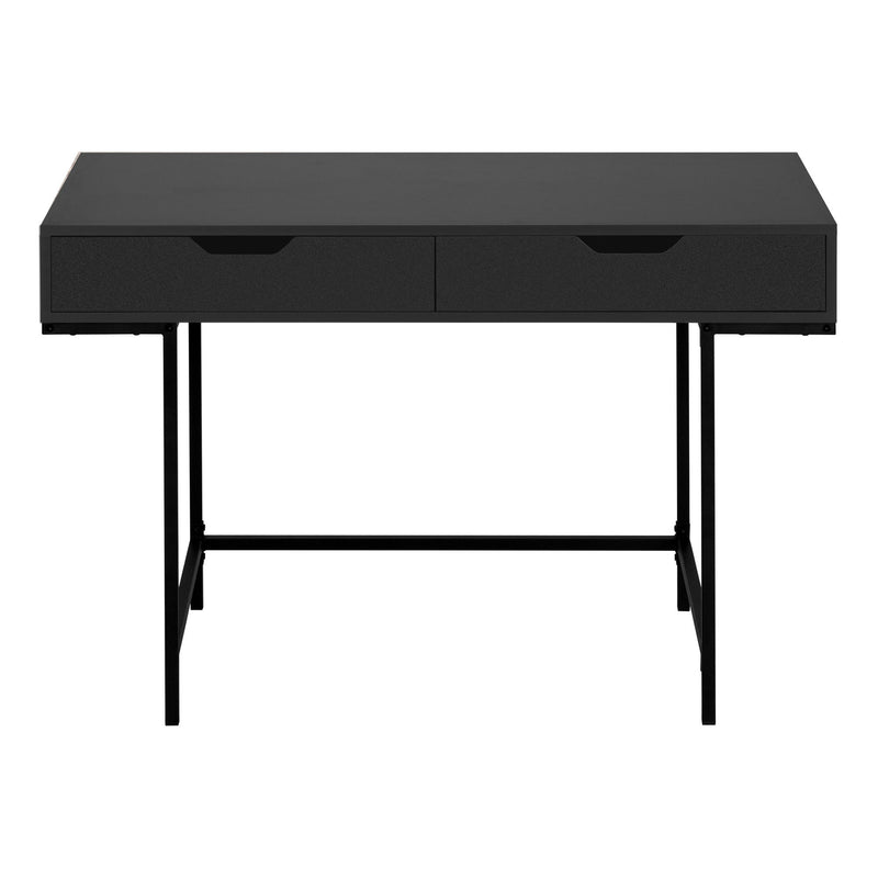 47" Wood And Metal H-Shape Computer Desk With Two Drawers - Black