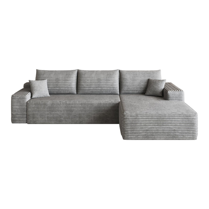 Corduroy Modular L Shaped Sofa And Chaise Sectional (762629) - Gray