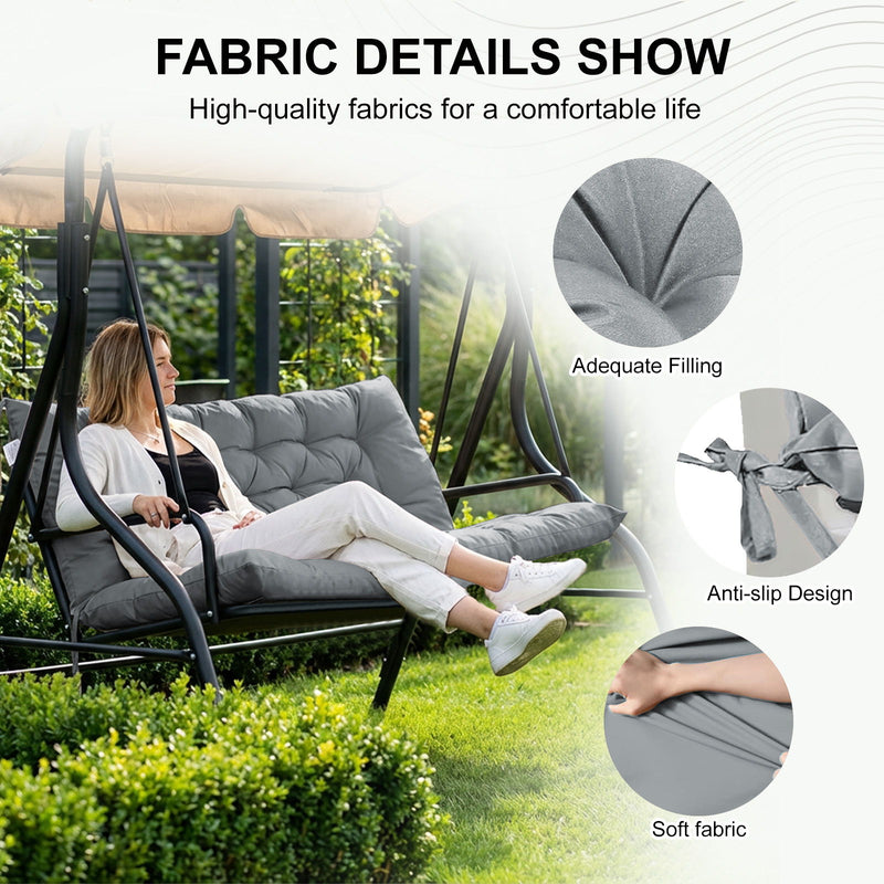 3 Seater Outdoor Porch Swing Cushion With Backrest