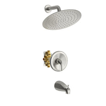 Load image into Gallery viewer, 10" Round Rain Shower Head System With Waterfall Tub Spout, Wall Mounted, Stainless Steel
