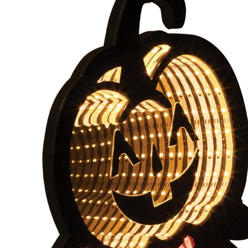 Halloween Jack-O-Lantern Tabletop Sign With LED (633942) - Orange / Black / Yellow