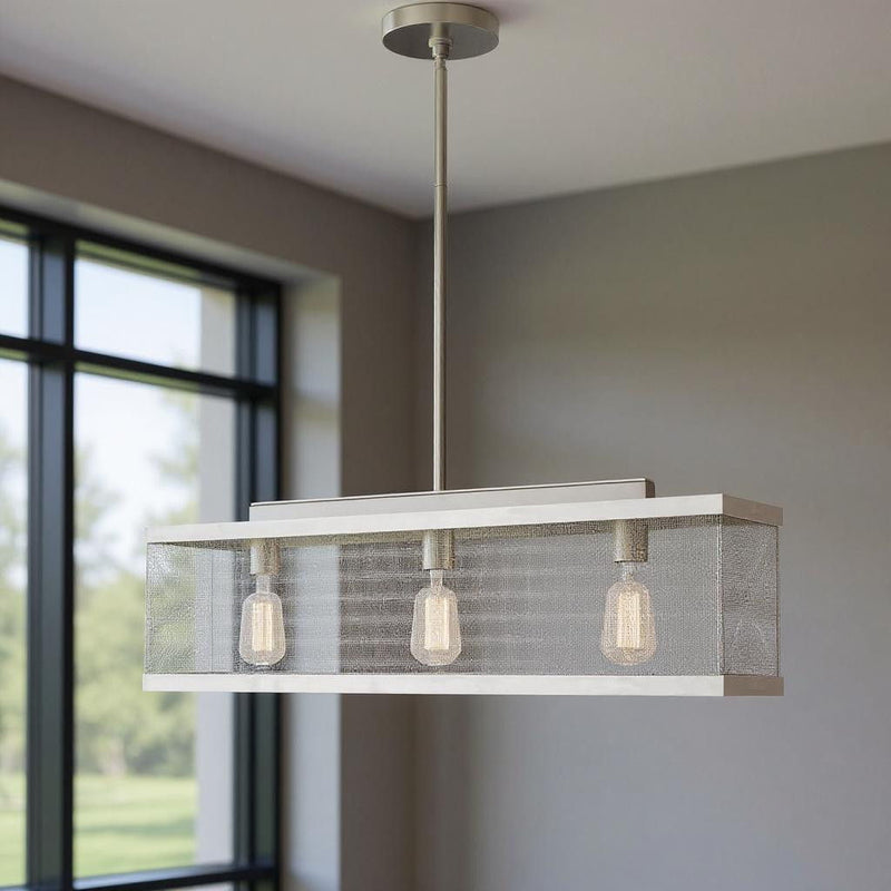 18" Three Light Dimmable Chandelier With Shades - Nickel