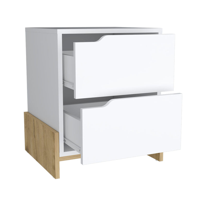 Wood Two Drawer Nightstand (734191) - White