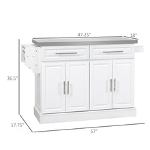 Load image into Gallery viewer, Homcom - Rolling Kitchen Island With Storage, Portable Kitchen Cart With Stainless Steel Top, 2 Drawers, Spice, Knife And Towel Rack And Cabinets
