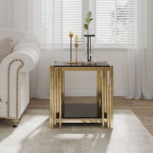 Load image into Gallery viewer, Square End Table With Tempered Glass Top For Living Room
