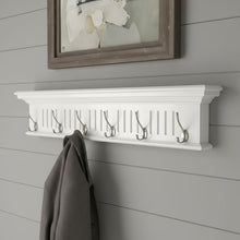 Load image into Gallery viewer, 39" Wood Six Hook Wall Mount Coat Rack - White

