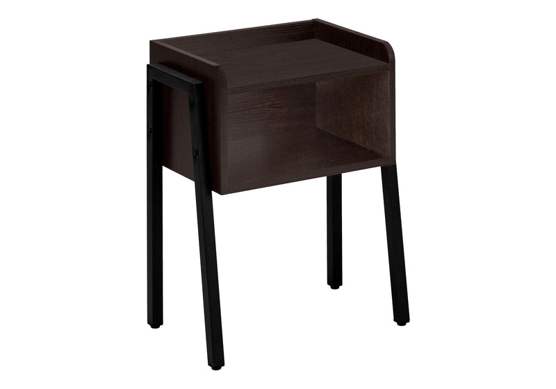 Rectangular Accent Table With Black Metal Legs - Espresso
