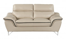 Load image into Gallery viewer, Love Seat Faux Leather - Beige / Silver
