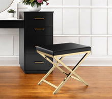 Load image into Gallery viewer, 21" Faux Leather Vanity Chair - Black / Gold
