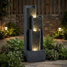Load image into Gallery viewer, Outdoor Water Fountain With Cascading Waterfall And LED Lighting - Black
