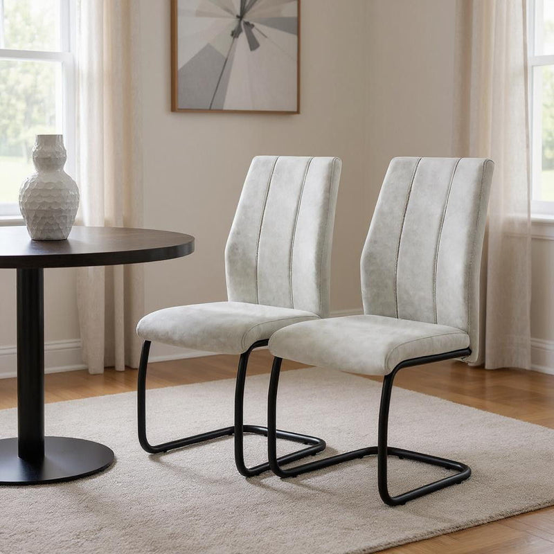 Upholstered Polyester Dining Side Chairs (Set of 2) - Gray / Black