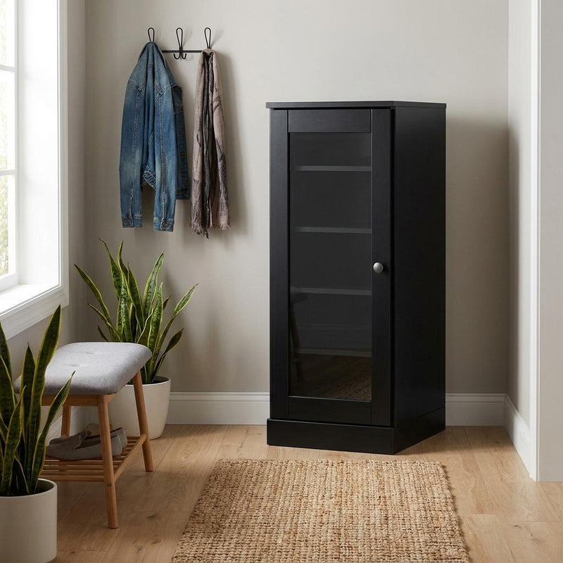 Ten Pair Solid Woodshoe Storage Cabinet (752248) - Black