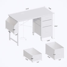 Load image into Gallery viewer, Office Desk With Power Outlet, 3 Drawers And Side Pocket For Office - White
