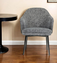 Load image into Gallery viewer, Upholstered Fabric Faux Leather Wing Back Dining Arm Chair - Gray
