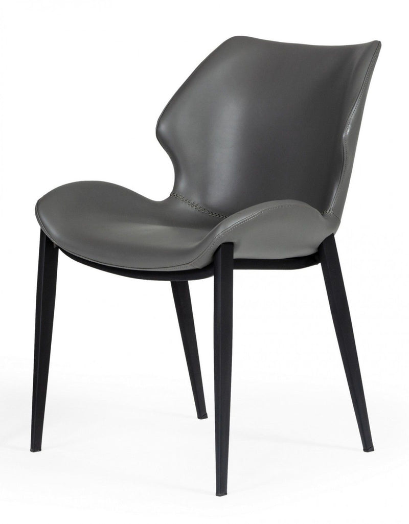 Faux Leather Industrial Dining Chairs (Set of 2) - Gray