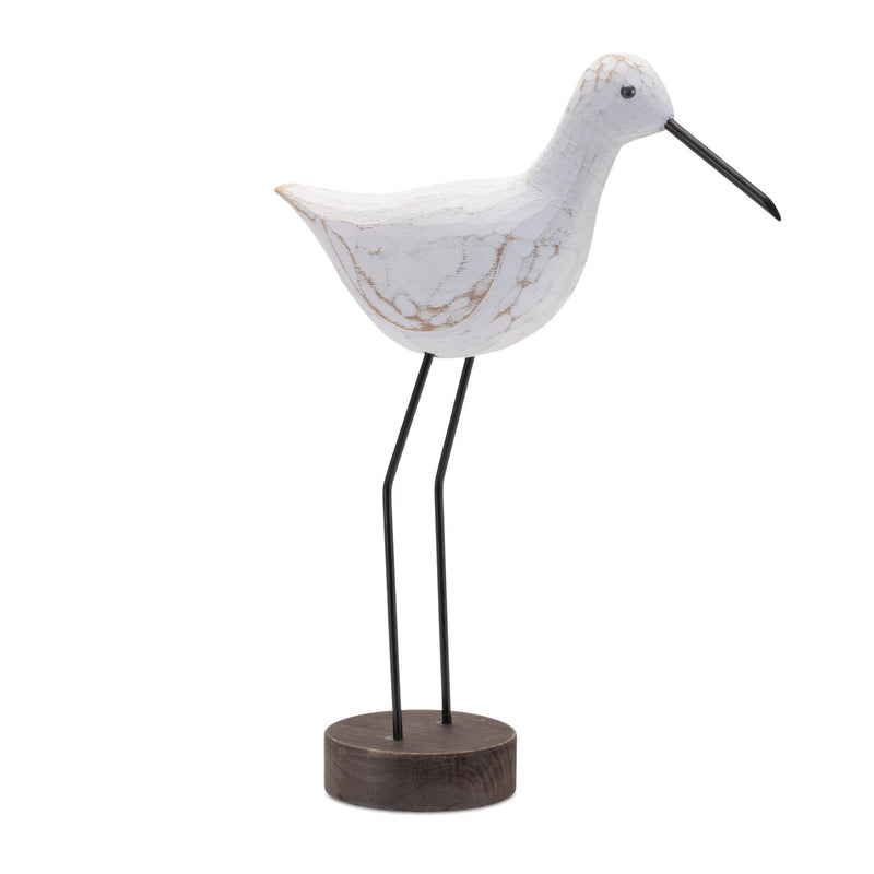 Wood And Metal Bird Figurine (Set of 2) - White And Brown
