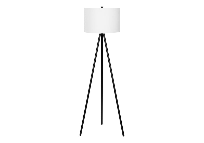 Floor Lamp With Cream Drum Shade - Matte Black