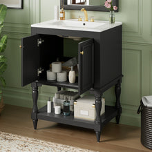 Load image into Gallery viewer, Modern Bathroom Vanity With Sink, Rectangular Cabinet With Open Shelf And Closed Storage
