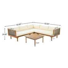 Load image into Gallery viewer, Premium Outdoor Sofa Set With Waterproof Cushions Sectional Seating Group With Acacia Wood And Wicker - Brown Mix / Beige
