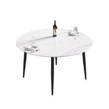 Load image into Gallery viewer, Modern Man-Made Stone Round Metal Dining Table-Position For 6 People

