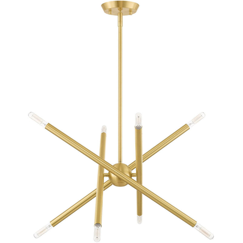 23" Eight Light Dimmable Chandelier With Shades - Brass