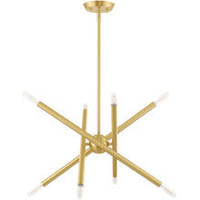 Load image into Gallery viewer, 23" Eight Light Dimmable Chandelier With Shades - Brass
