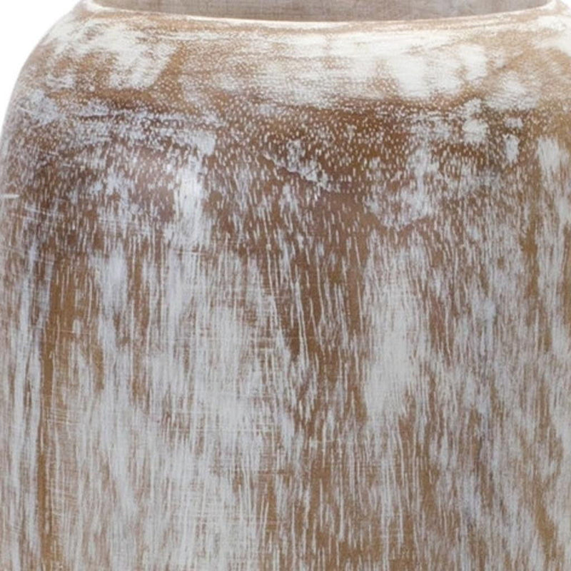Cylinder Floor Vase - Brown / White