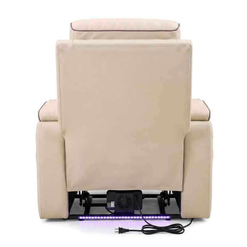 Tufted Faux Leather Lift Assist Manual Lift Assist Recliner With USB - White
