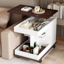 Load image into Gallery viewer, Adjustable End Table With Wheels, 360°Rotating Top And Storage Space
