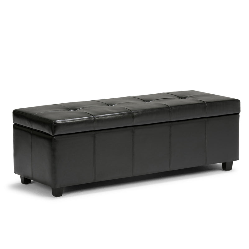48" Upholstery Storage Ottoman - Dark Brown / Black