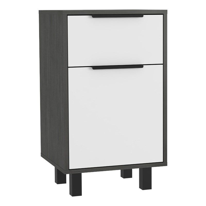 Stylish And Contemporary Bedroom Nightstand - Smokey Oak And White