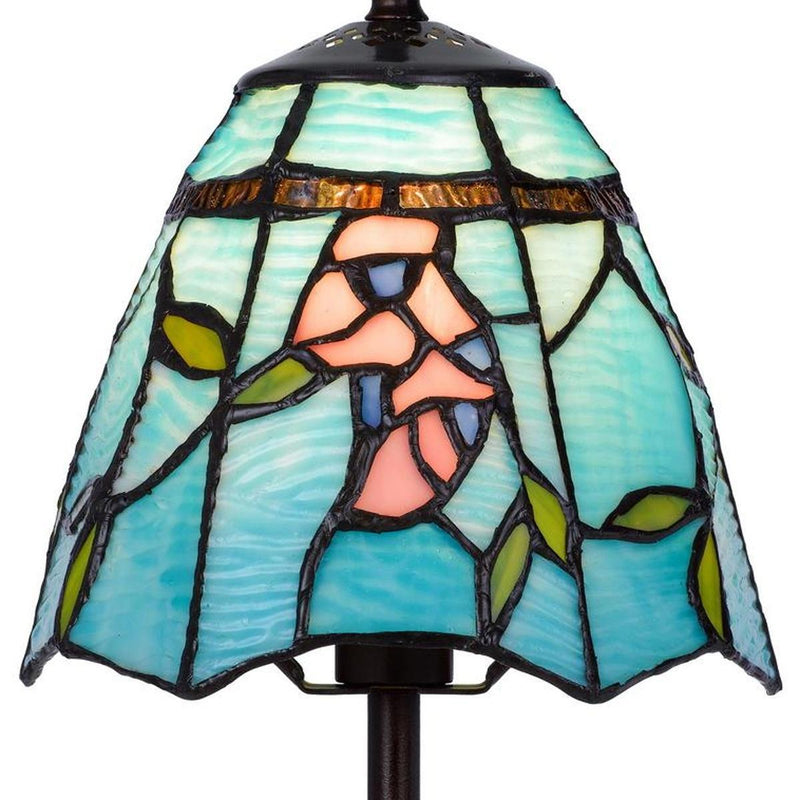 Flowers Round Tiffany Lamp With Cone Shade - Bronze