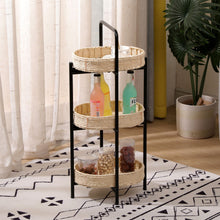 Load image into Gallery viewer, Modern 3 Tier Handwoven Side Table With Oval Organizer
