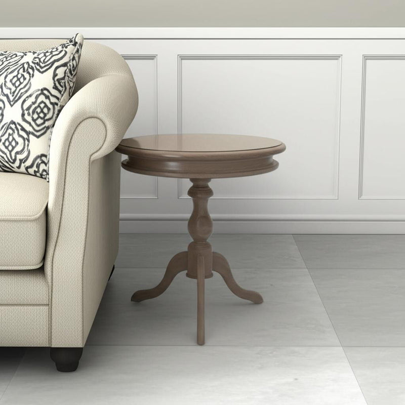 25" Solid Wood Round Pedestal End Table - Natural